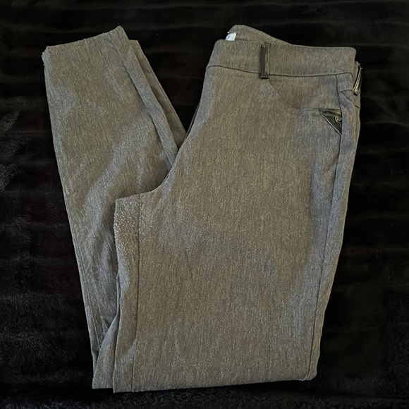Charcoal Grey stretch skinny pant 8 skinny chino leggings leather trim Prophecy - Picture 10 of 11